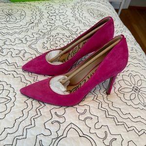 Sam Edelman Hazel Pointed Toe Heel in Confetti Pink Suede 6.5 Women’s Shoe